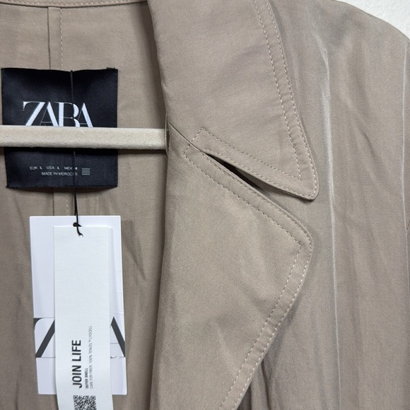 (W1) Zara Oversized trench jacket tied at the waist, size L - Picture 11 of 16